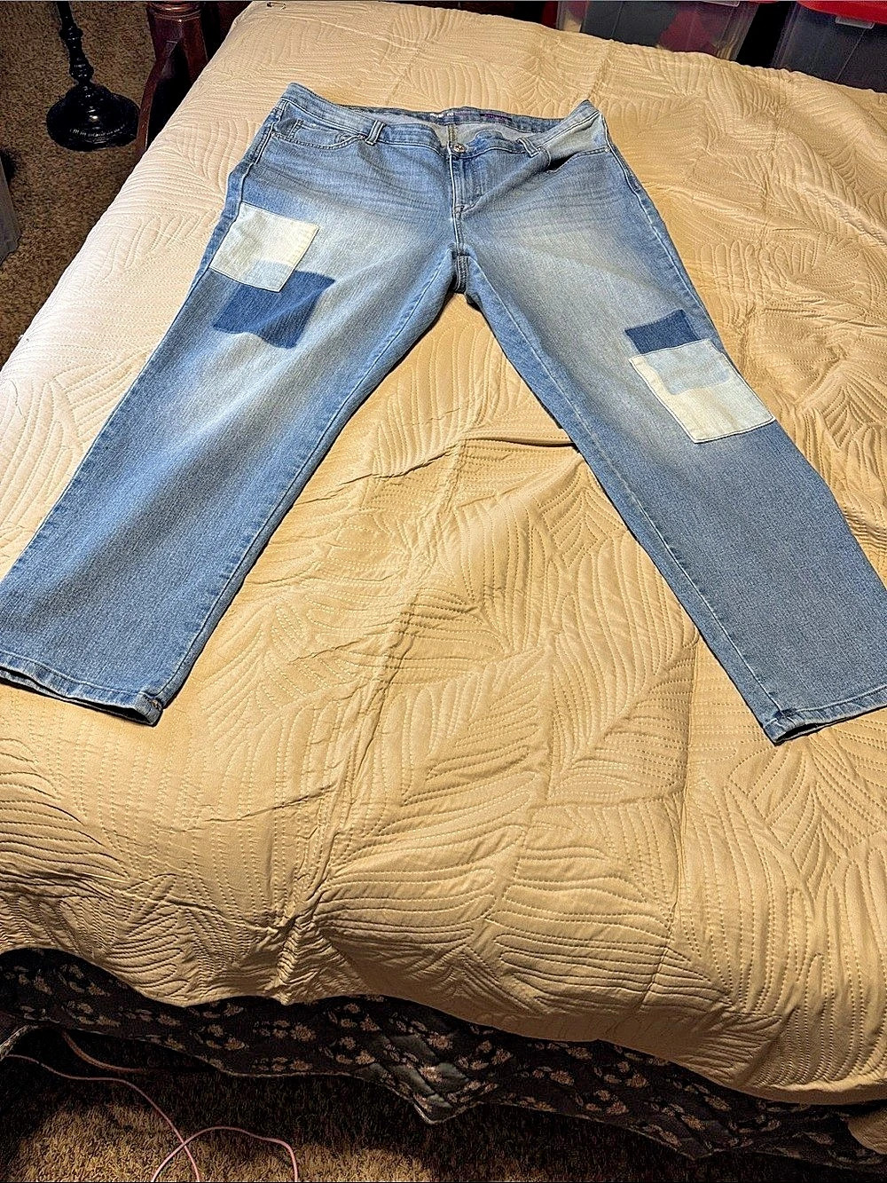 Style&Co Denim Straight Leg Color Block Jeans 18W Blue
